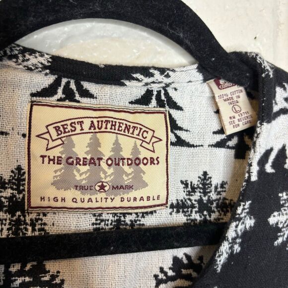 VTG Best Authentic Vest Black Large Moose Snowflake Full Zip Winter White Crop - Picture 5 of 9